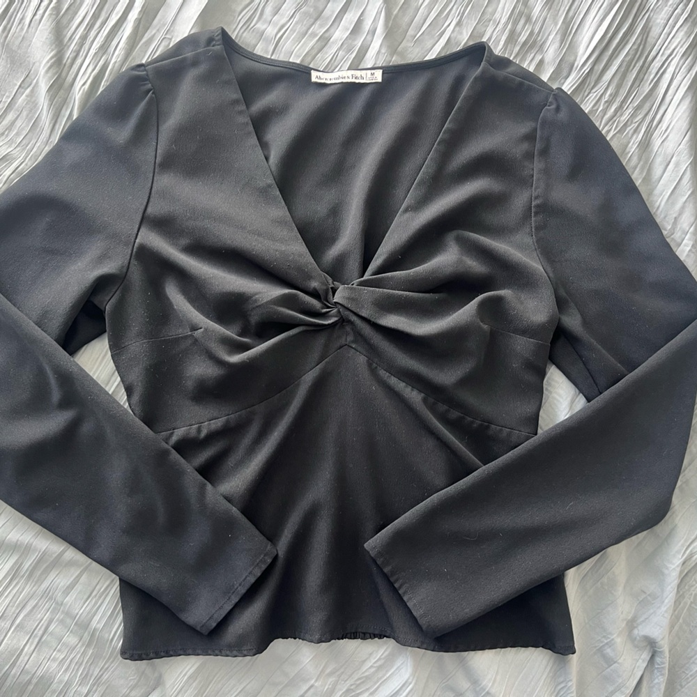 Abercrombie & Fitch Charcoal Twist-Detail Blouse